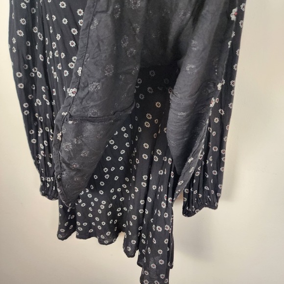 Free People Beck Two Layer Peasant Floral Mini Black Dress Women's Size Small - Picture 6 of 8
